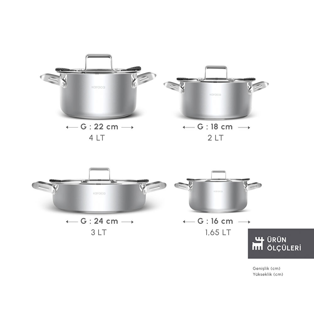 Karaca Montreal İndüksiyon Tabanlı 8 Parça Çelik Tencere Seti thumbnail 4