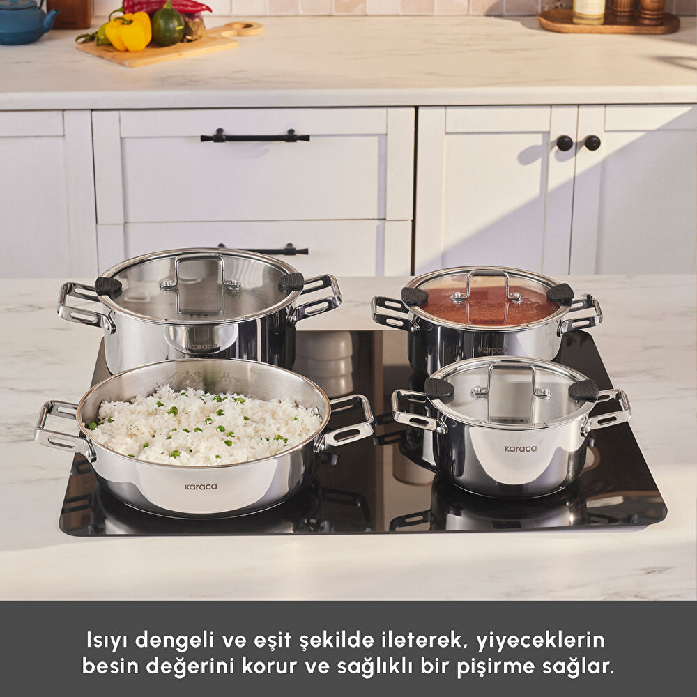 Karaca Montreal İndüksiyon Tabanlı 8 Parça Çelik Tencere Seti thumbnail 7