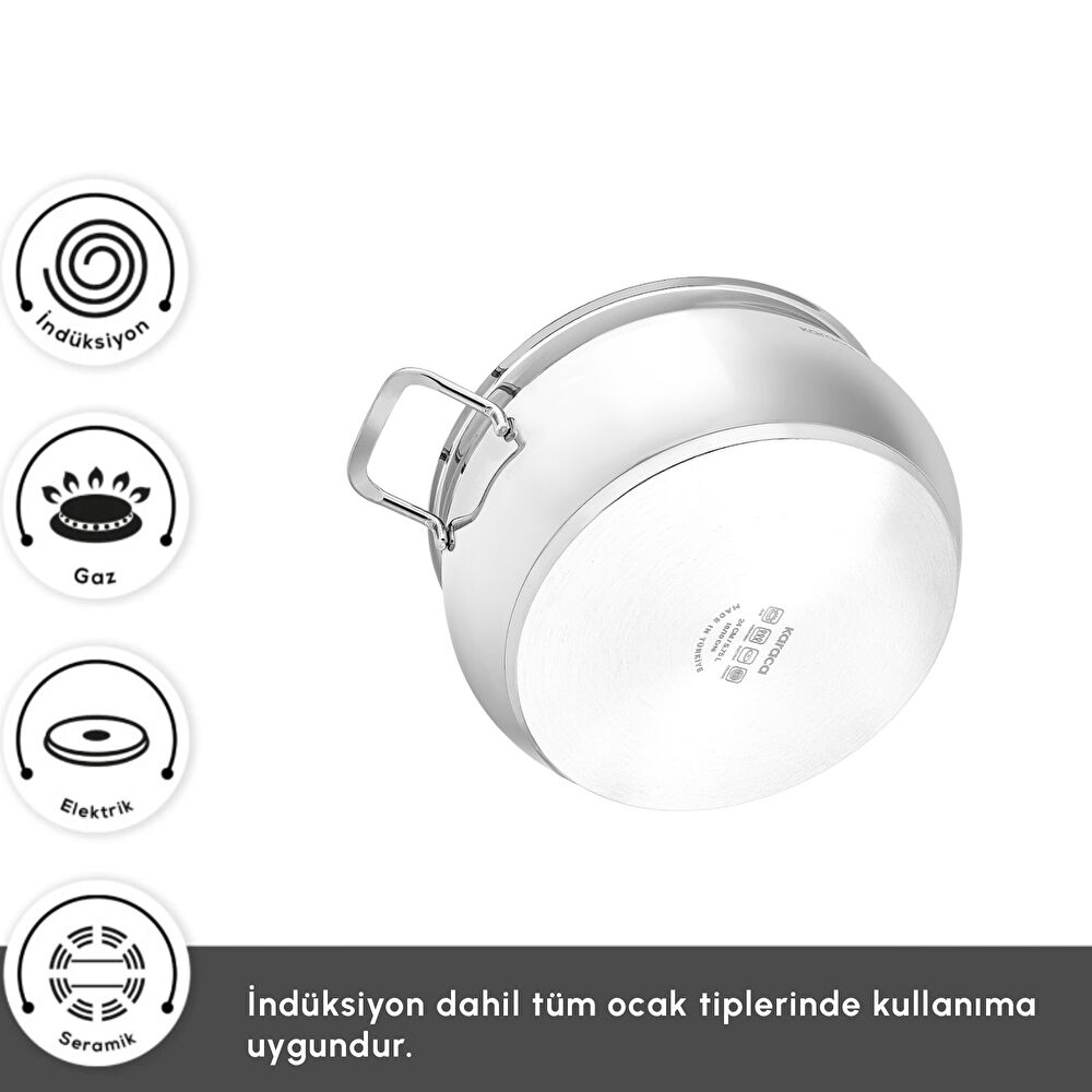 Karaca Montreal İndüksiyon Tabanlı 8 Parça Çelik Tencere Seti thumbnail 5