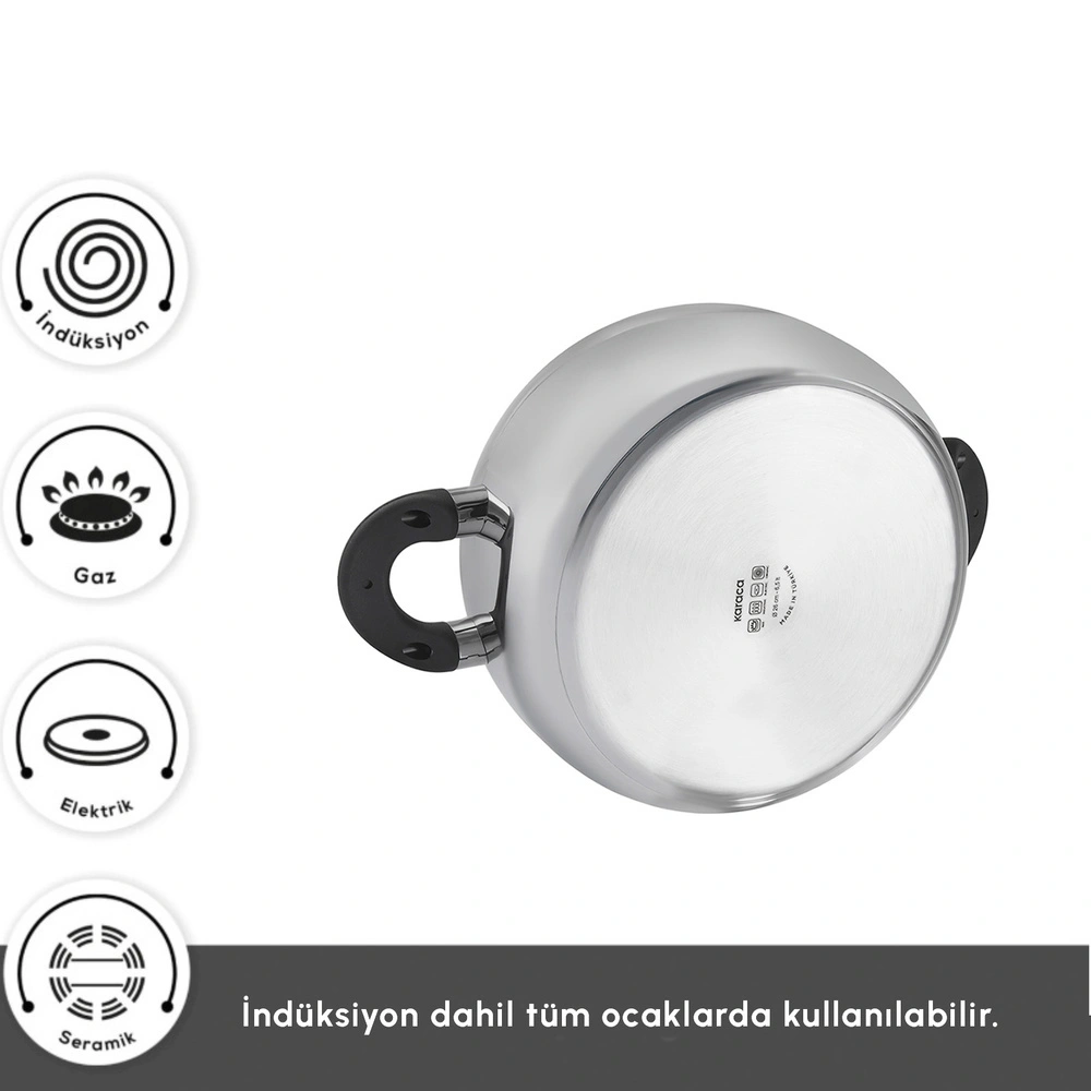 Karaca Powersteel 316+ Fuji İndüksiyon Tabanlı 8 Parça Çelik Tencere Seti görseli 4