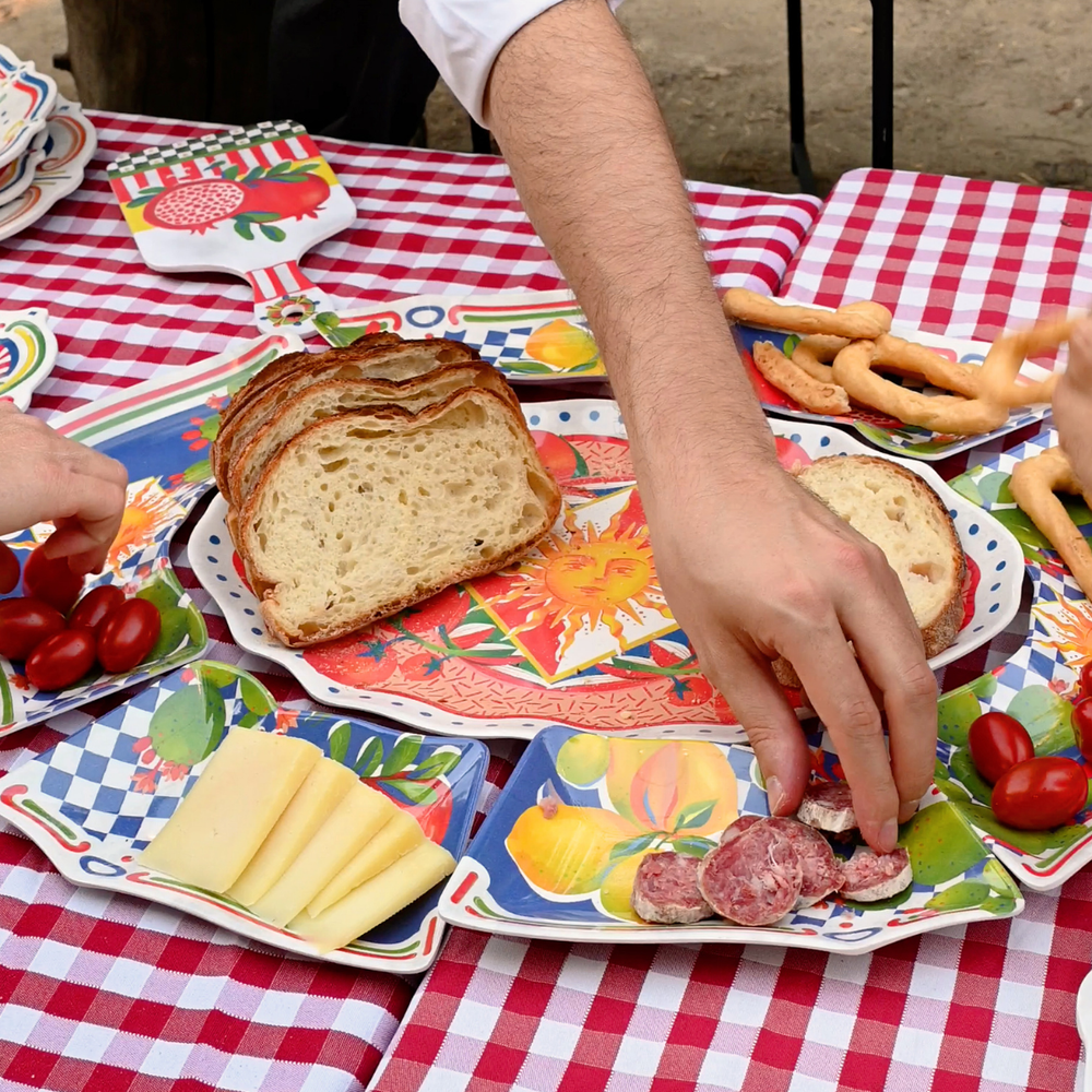 Baci Milano Dolce Vita 7 Parça Mermer Desenli Melamin Meze Tabağı Seti görseli 2