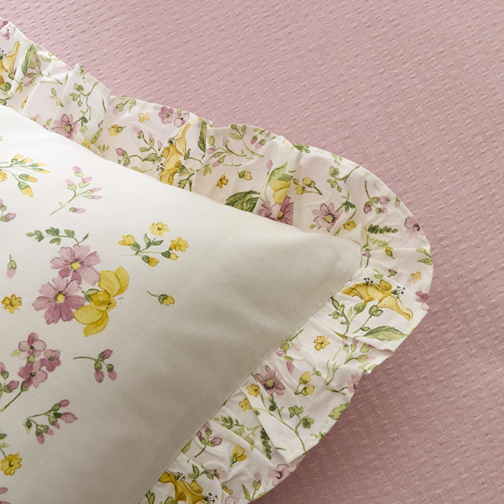 Karaca Home Dorian %100 Pamuk Fırfırlı Muslin Tek Kişilik Nevresim Takımı Pudra görseli 6