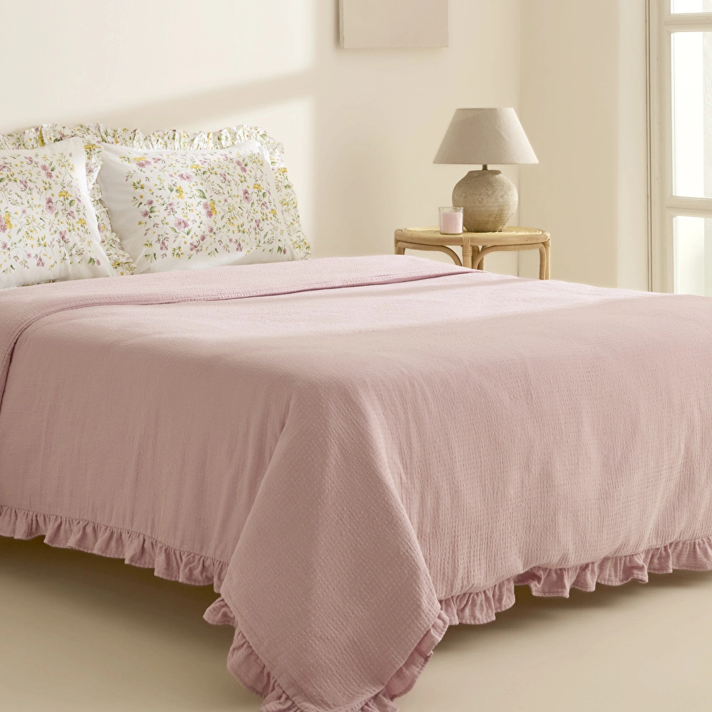 Karaca Home Dorian %100 Pamuk Fırfırlı Muslin Tek Kişilik Nevresim Takımı Pudra görseli 9