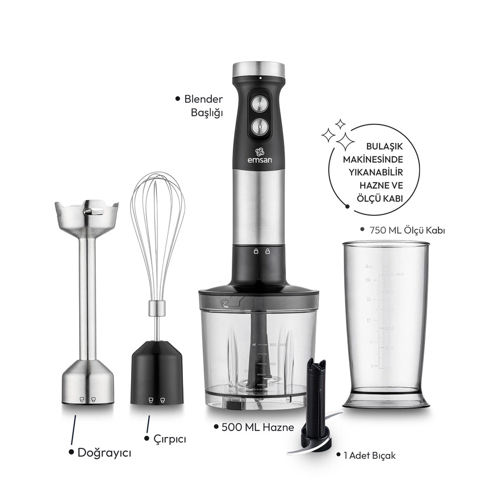Emsan Gusto 3in1 Blender Seti Inox 1200W görseli 2