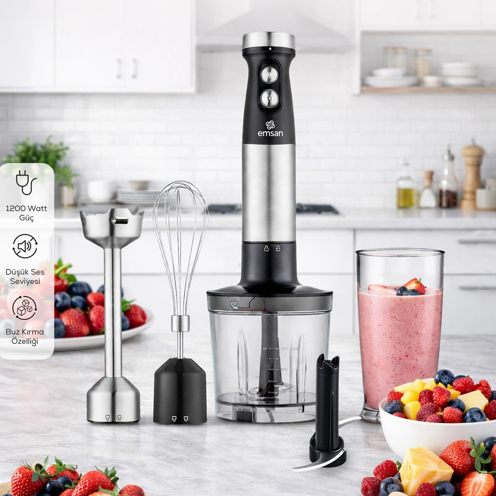 Emsan Gusto 3in1 Blender Seti Inox 1200W görseli 1