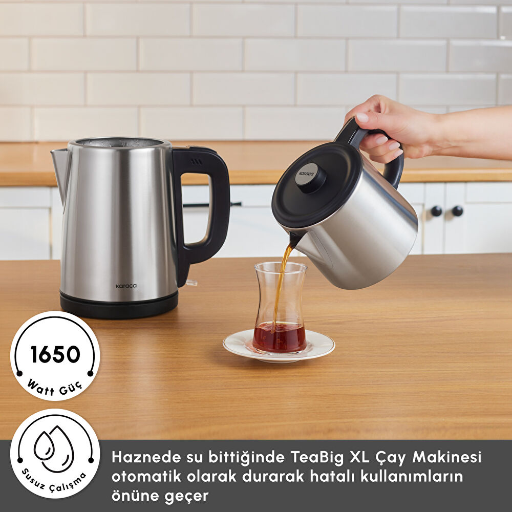 Karaca TeaBig XL 35 Çay Bardağı Kapasiteli 2 in 1 Çelik Çay Makinesi ve Su Isıtıcı Inox thumbnail 6