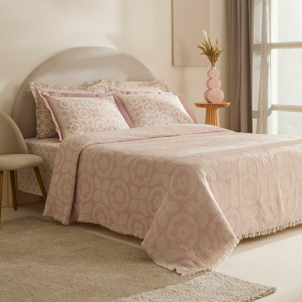 Karaca Home Shayla Pembe Baskılı Müslin Pike Takımı görseli 1