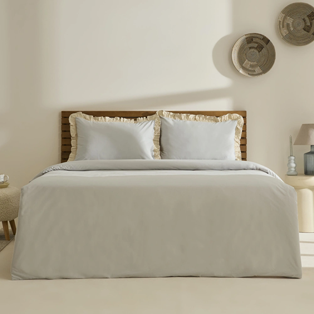Kaşmir Home Lisa %100 Pamuk Çift Kişilik Nevresim Takımı Gri görseli 1