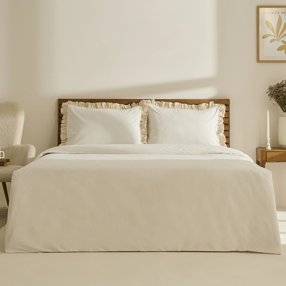 Kaşmir Home Lisa %100 Pamuk Çift Kişilik Nevresim Takımı Offwhite görseli 1