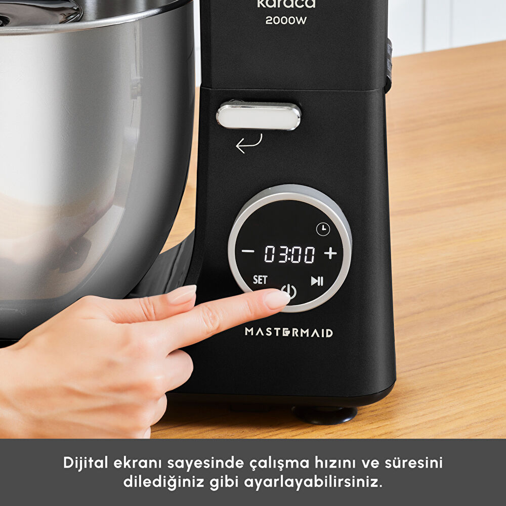 Karaca Mastermaid Chef Ultra D2000W Dijital Ekranlı Hamur Yoğurma Makinesi Black 7L thumbnail 6
