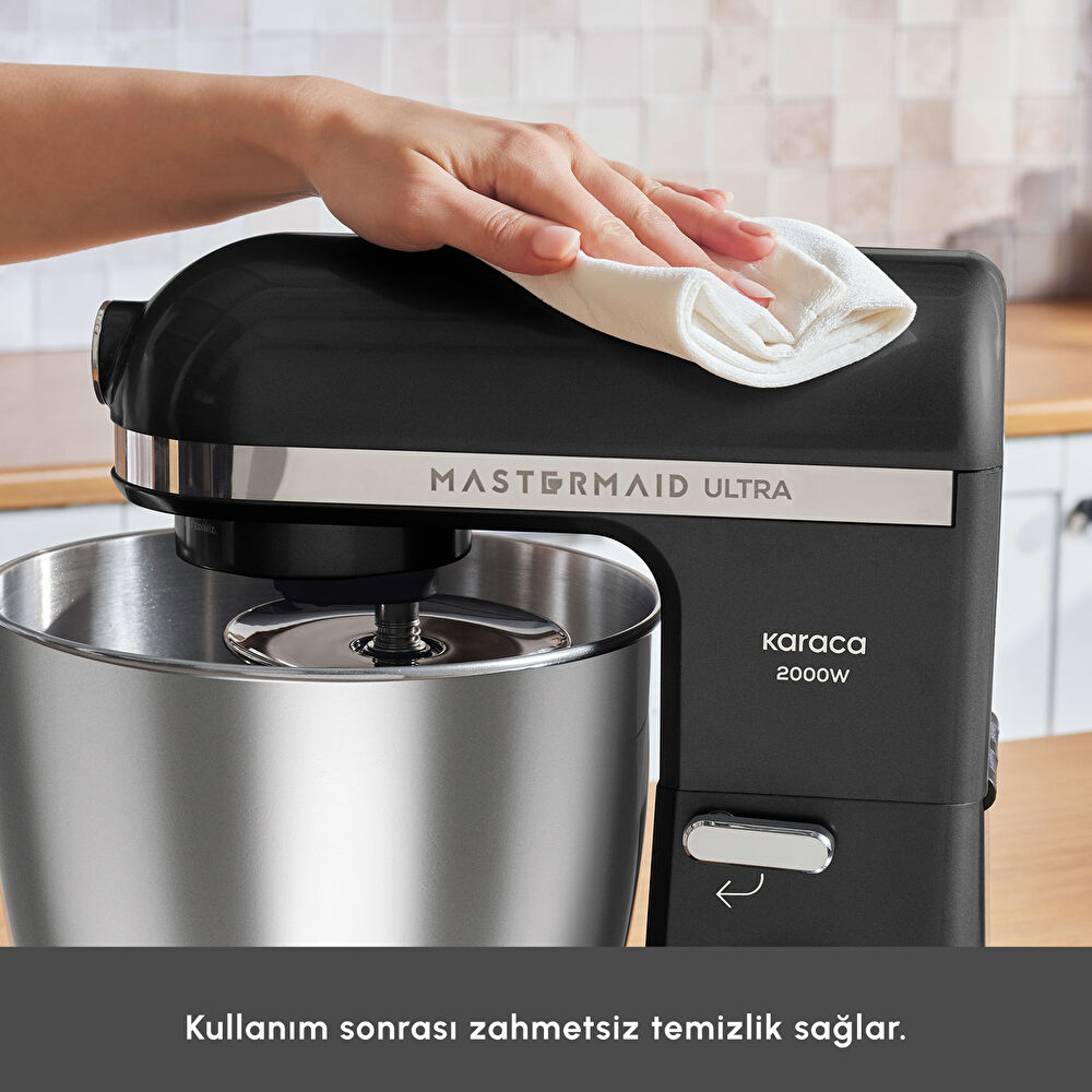 Karaca Mastermaid Chef Ultra D2000W Dijital Ekranlı Hamur Yoğurma Makinesi Black 7L thumbnail 7