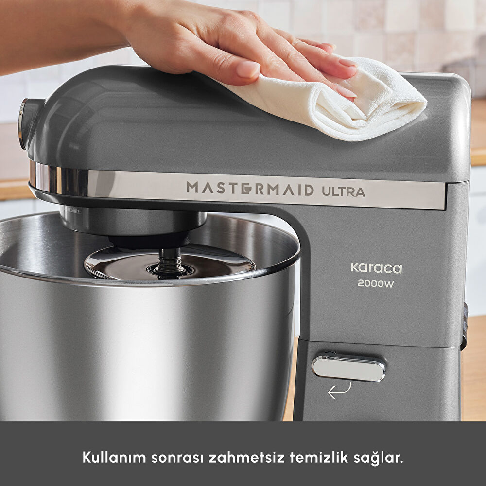 Karaca Mastermaid Chef Ultra D2000W Dijital Ekranlı Hamur Yoğurma Makinesi Shadow Gray 7L thumbnail 7