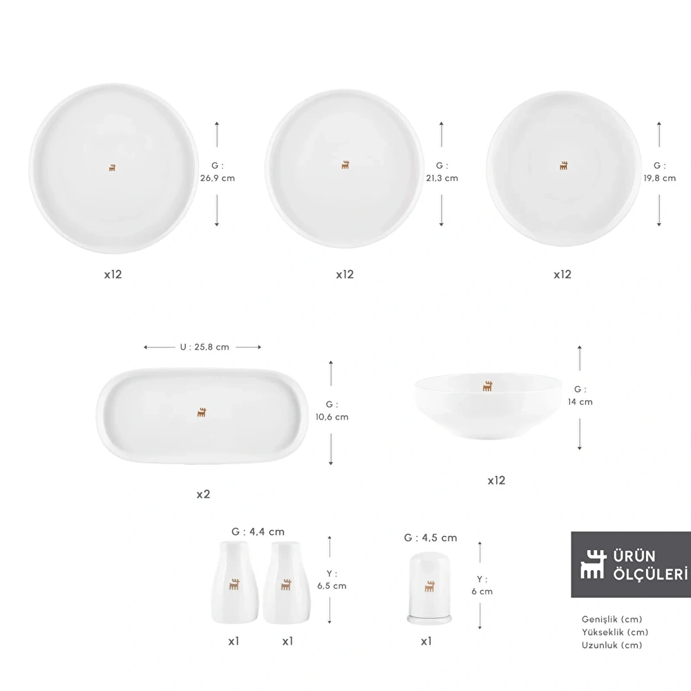 Karaca Stream Bone Sirius Gold Logo 53 Parça 12 Kişilik Yemek Takımı thumbnail 2