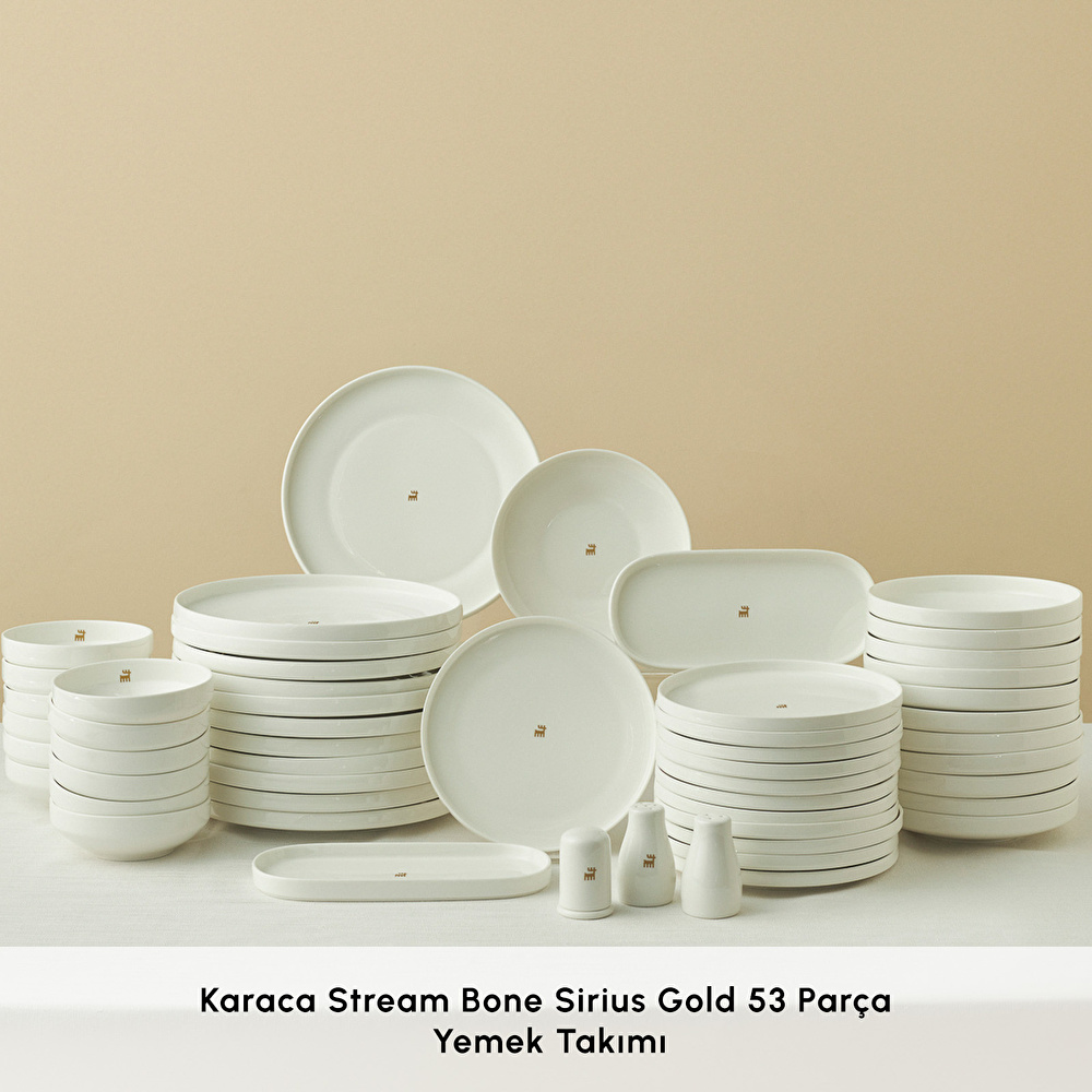 Karaca Stream Bone Sirius Gold Logo 53 Parça 12 Kişilik Yemek Takımı thumbnail 3