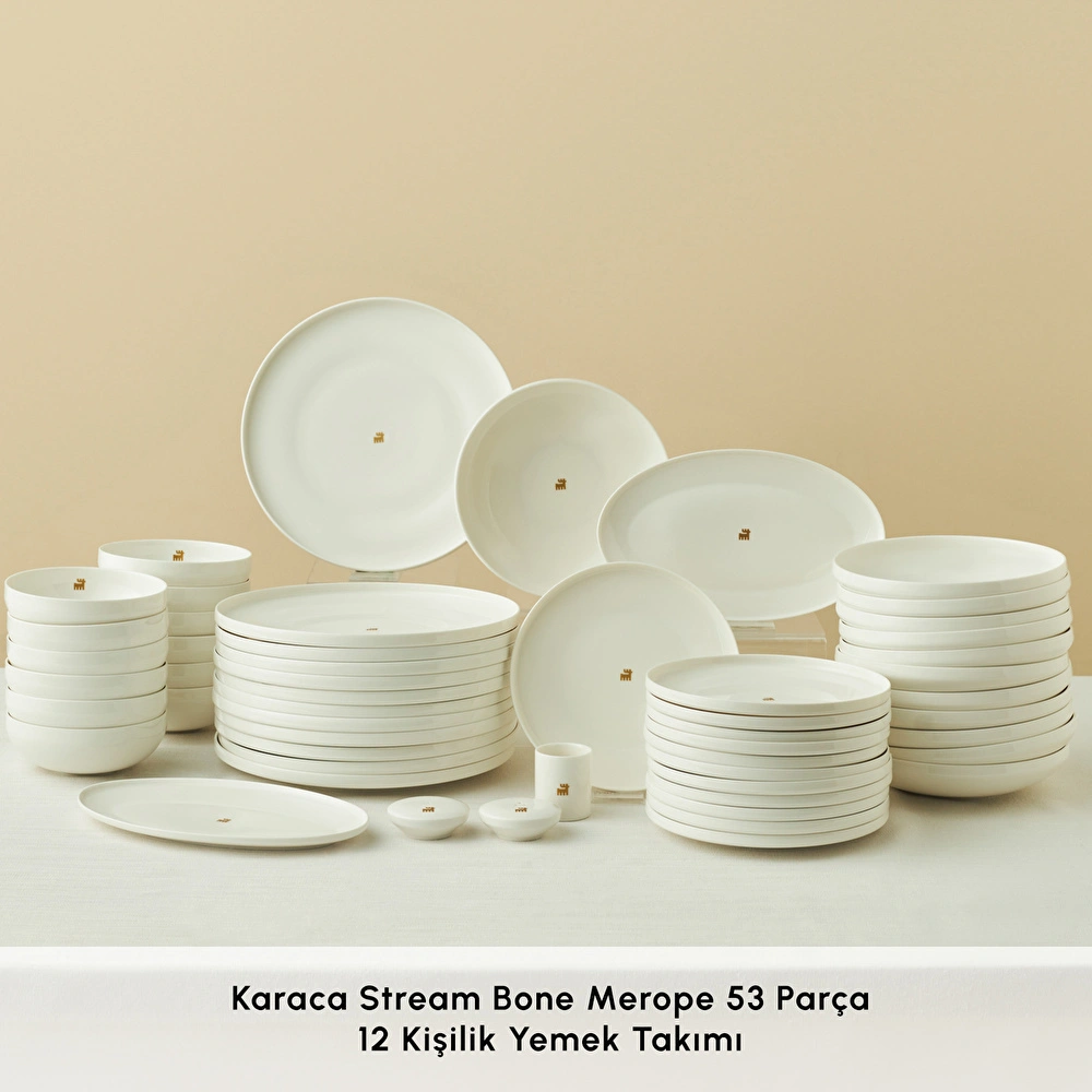 Karaca Stream Bone Merope Gold Logo 53 Parça 12 Kişilik Yemek Takımı görseli 3