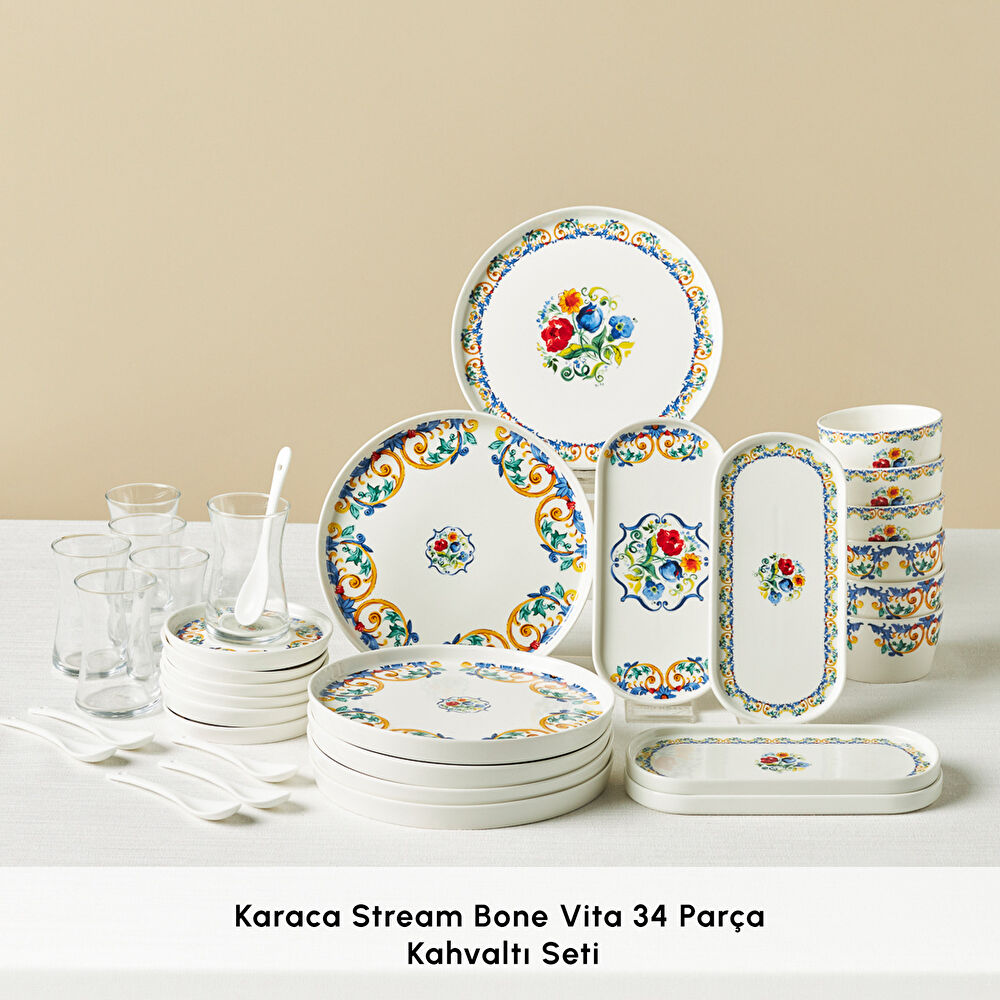 Karaca Stream Bone Vita 34 Parça 6 Kişilik Kahvaltı Takımı thumbnail 3