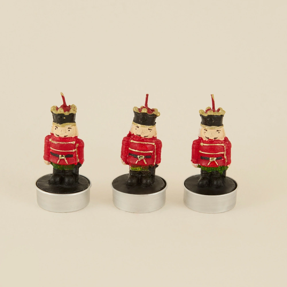 Karaca Home New Year Yılbaşı Nutcracker 3'lü Tealight Mum 11,5x5x7 cm görseli 3