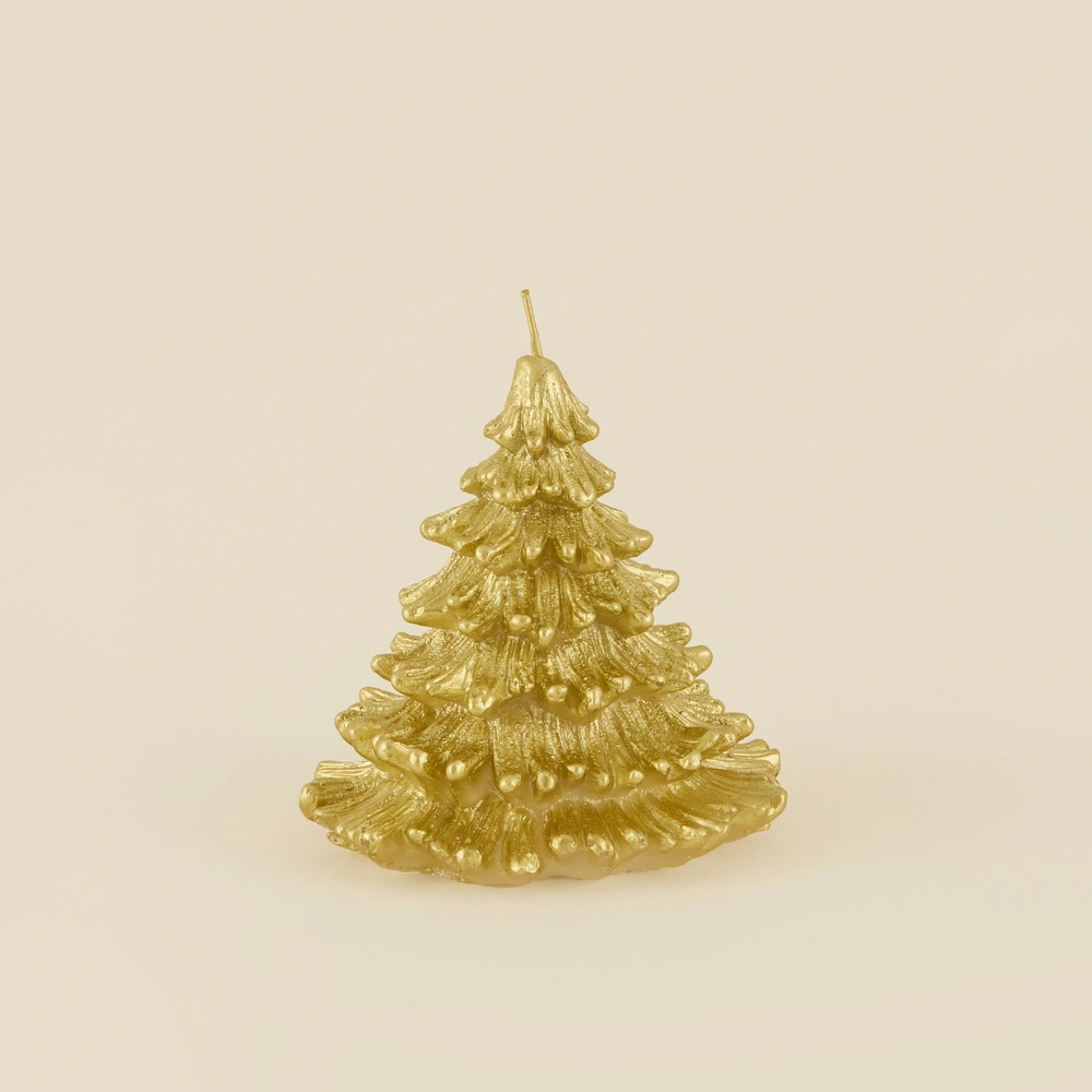 Karaca Home New Year Yılbaşı Çam Ağacı Şekilli Mum Gold 12x12x12,5 cm görseli 2