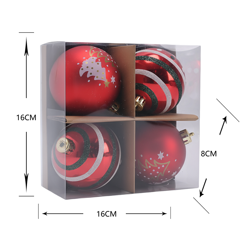 Karaca Home New Year Yılbaşı Reddish 4 Parça Ağaç Süsü Seti görseli 2