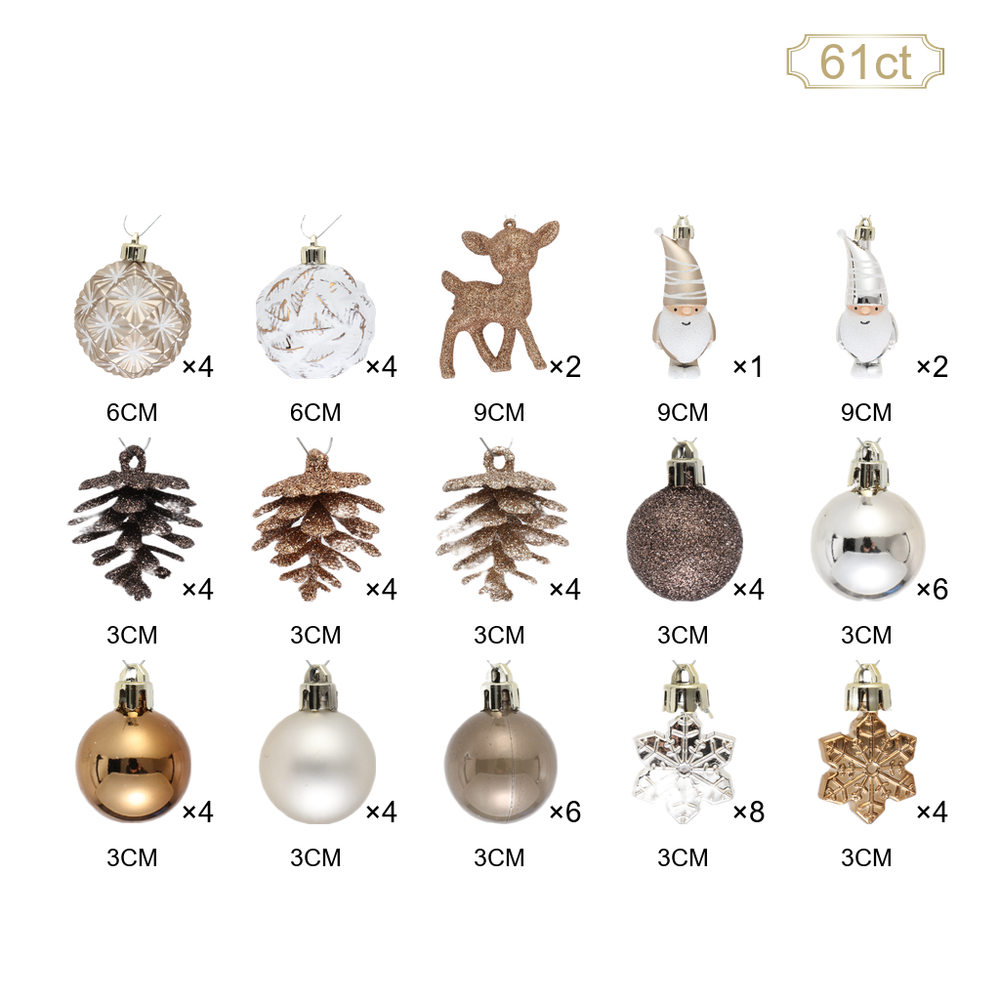 Karaca Home New Year Yılbaşı Bronze 65 Parça Ağaç Süsü Seti görseli 2