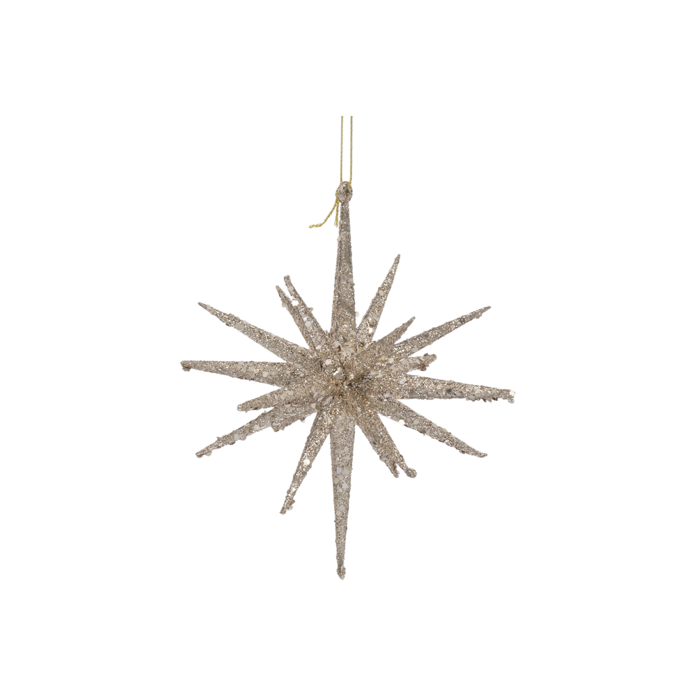 Karaca Home New Year Yılbaşı Glitter Star 2 Adet Ağaç Süsü Seti Gold 15x15x15 cm görseli 4