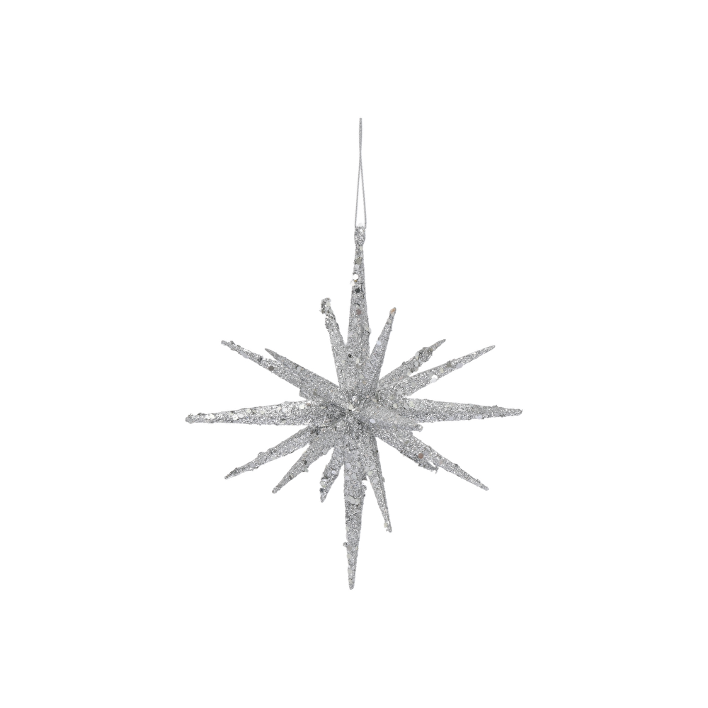 Karaca Home New Year Yılbaşı Glitter Star 2 Adet Ağaç Süsü Seti Silver 15x15x15 cm görseli 4