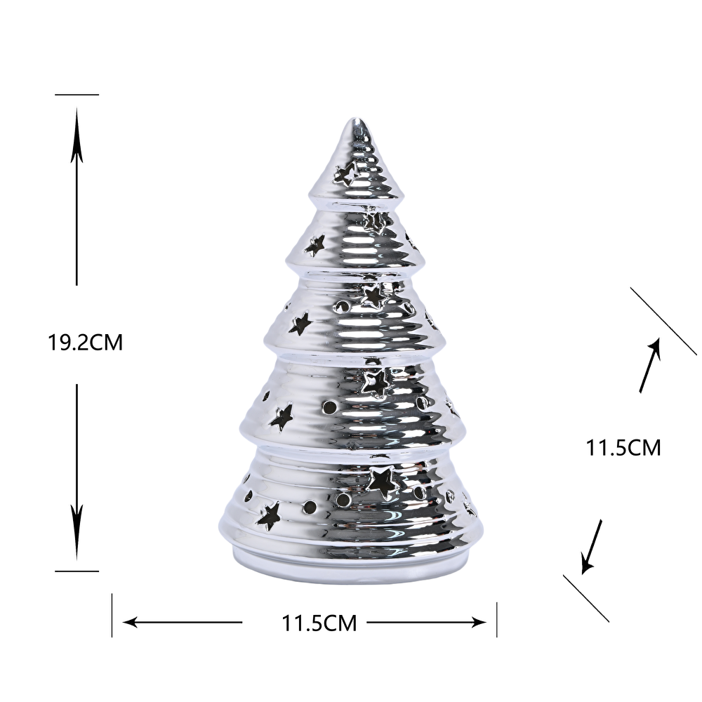 Karaca Home New Year Yılbaşı Christmas Tree Dekoratif Obje Silver 11,5 x 11,5 x 19,2 cm görseli 2