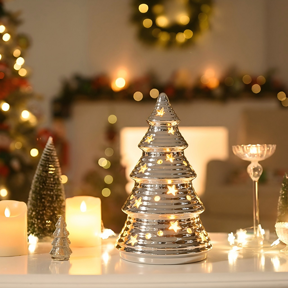 Karaca Home New Year Yılbaşı Christmas Tree Dekoratif Obje Silver 11,5 x 11,5 x 19,2 cm görseli 1