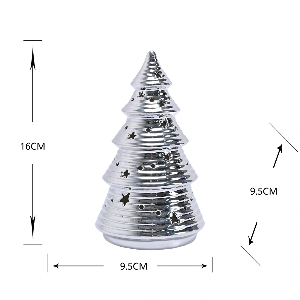 Karaca Home New Year Yılbaşı Christmas Tree Dekoratif Obje Silver 9,5 x 9,5 x 16 cm görseli 2
