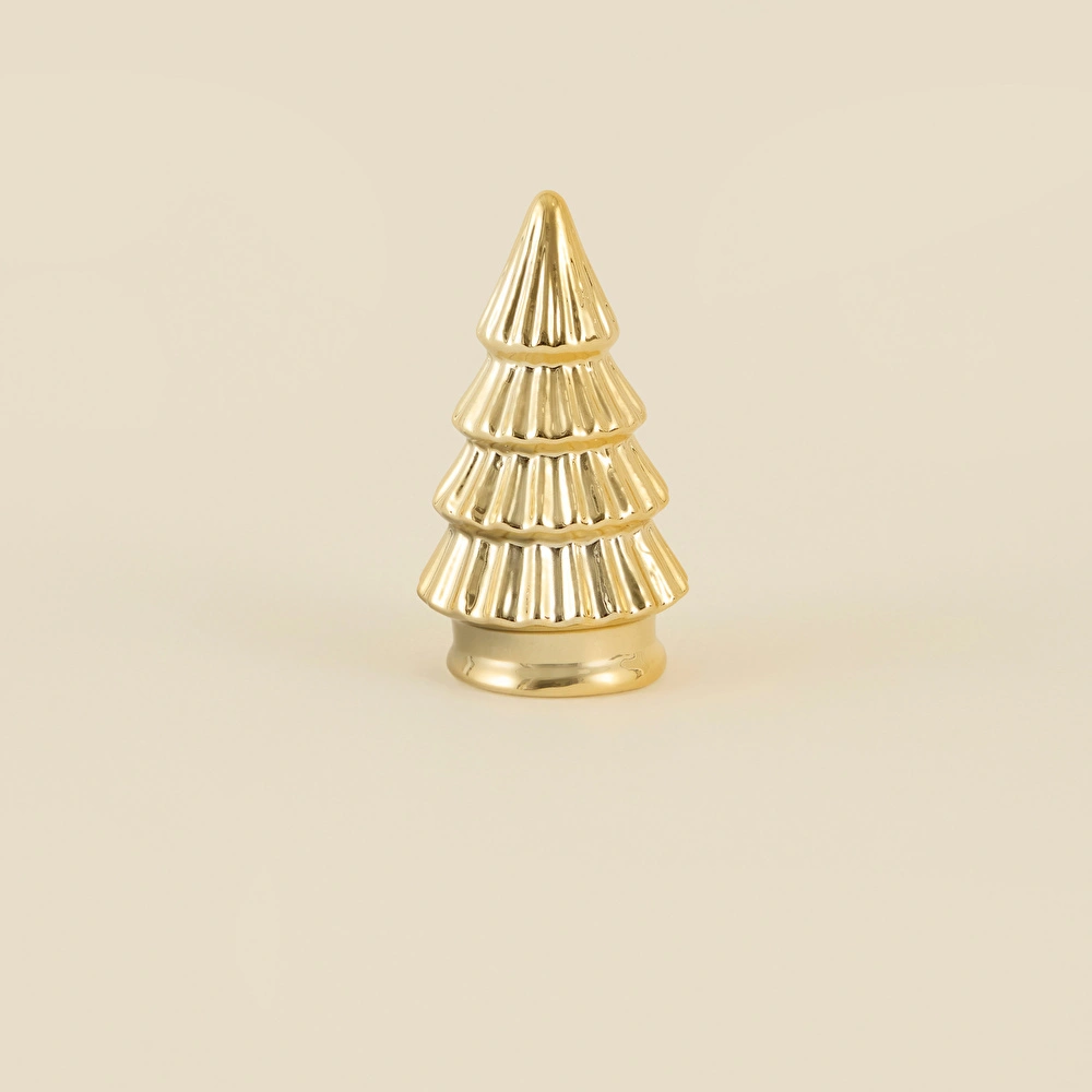 Karaca Home New Year Yılbaşı Christmas Tree Dekoratif Obje Gold 6,8 x 6,8 x 12,3 cm görseli 2