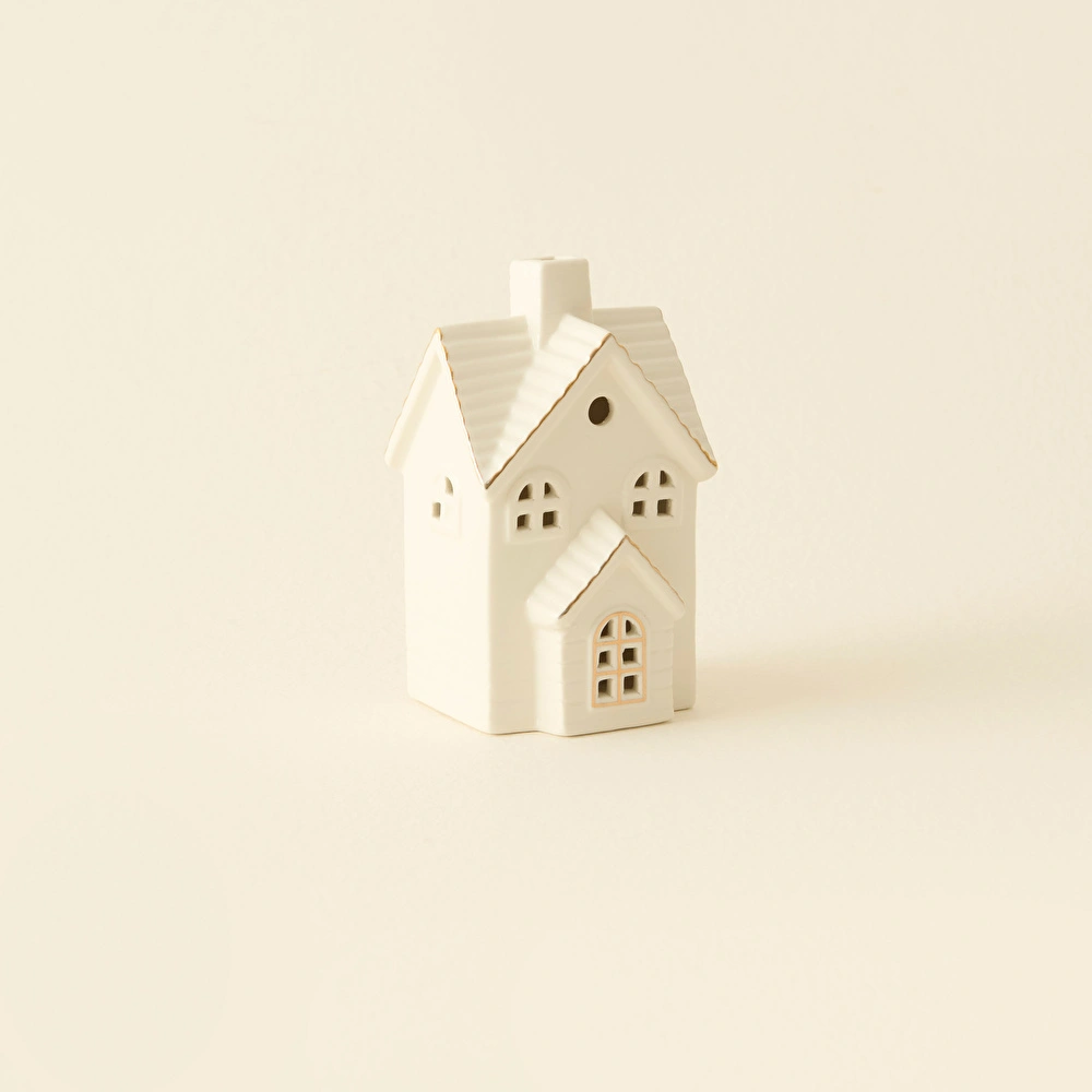 Karaca Home New Year Yılbaşı Ev Şekilli Ledli Dekoratif Obje Beyaz 8,7 x 7,8 x 14 cm görseli 2