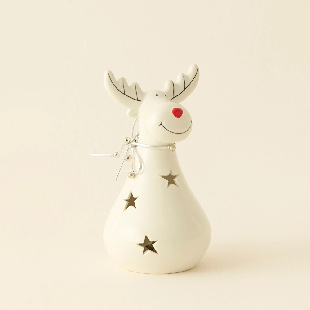 Karaca Home New Year Yılbaşı Yıldız Yansımalı Ledli Geyik Dekoratif Obe 9,5 x 9,5 x 17 cm görseli 2