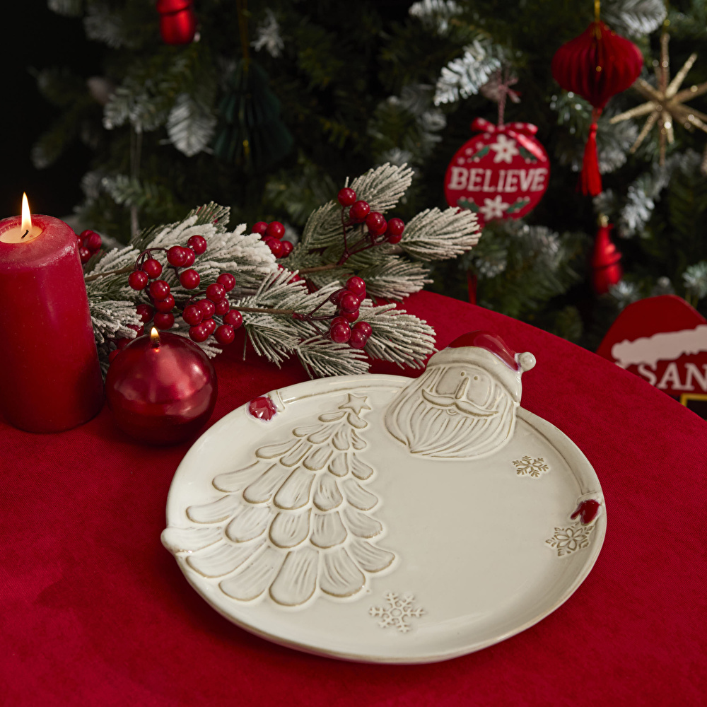 Karaca Home New Year Yılbaşı Santa Dekoratif Tabak 28,7 x 26,3 x 5,5 cm görseli 1