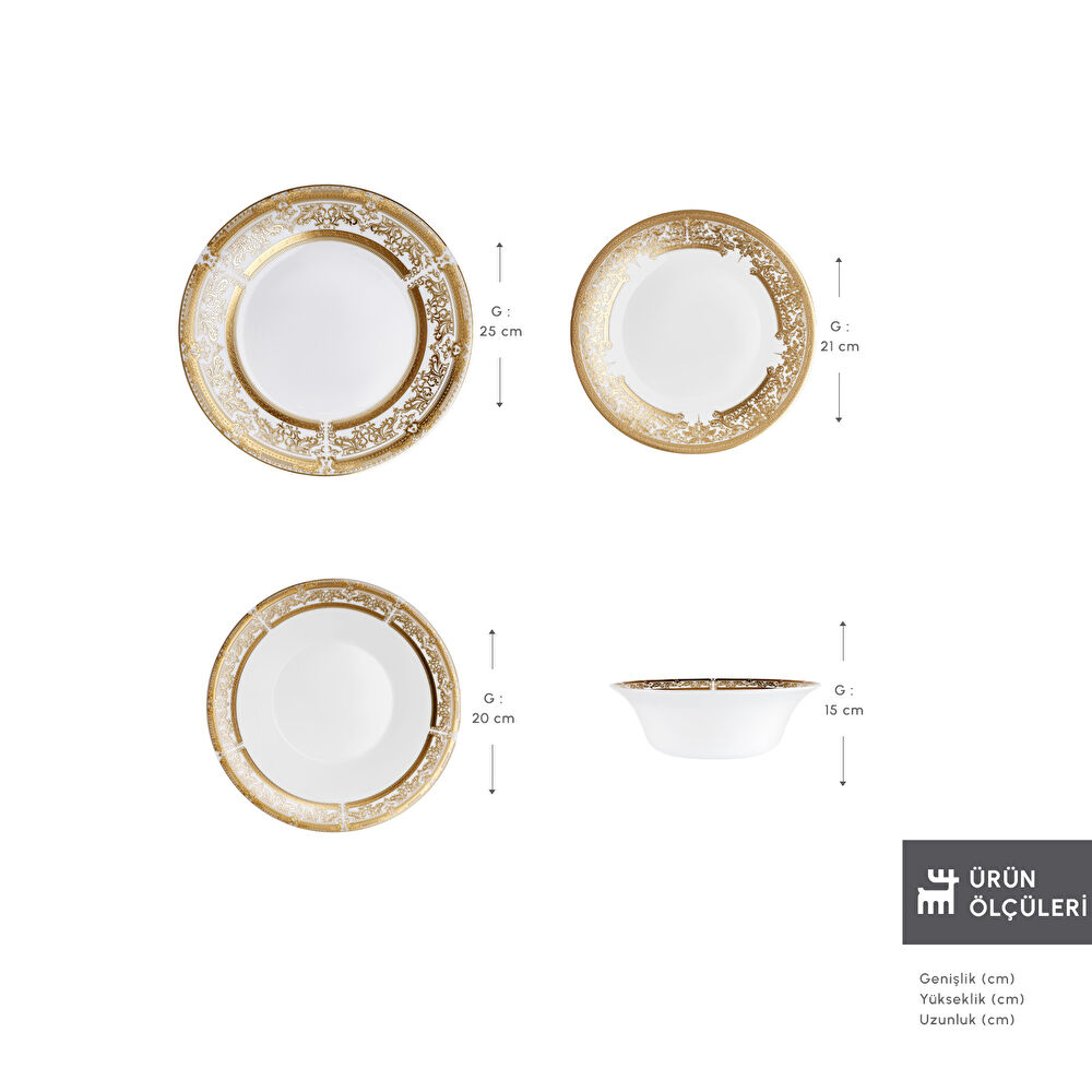 Karaca Forever Bone Goldenia 24 Parça 6 Kişilik Yemek Takımı thumbnail 2