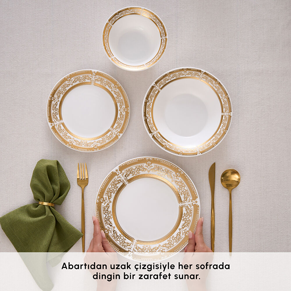 Karaca Forever Bone Goldenia 24 Parça 6 Kişilik Yemek Takımı thumbnail 4