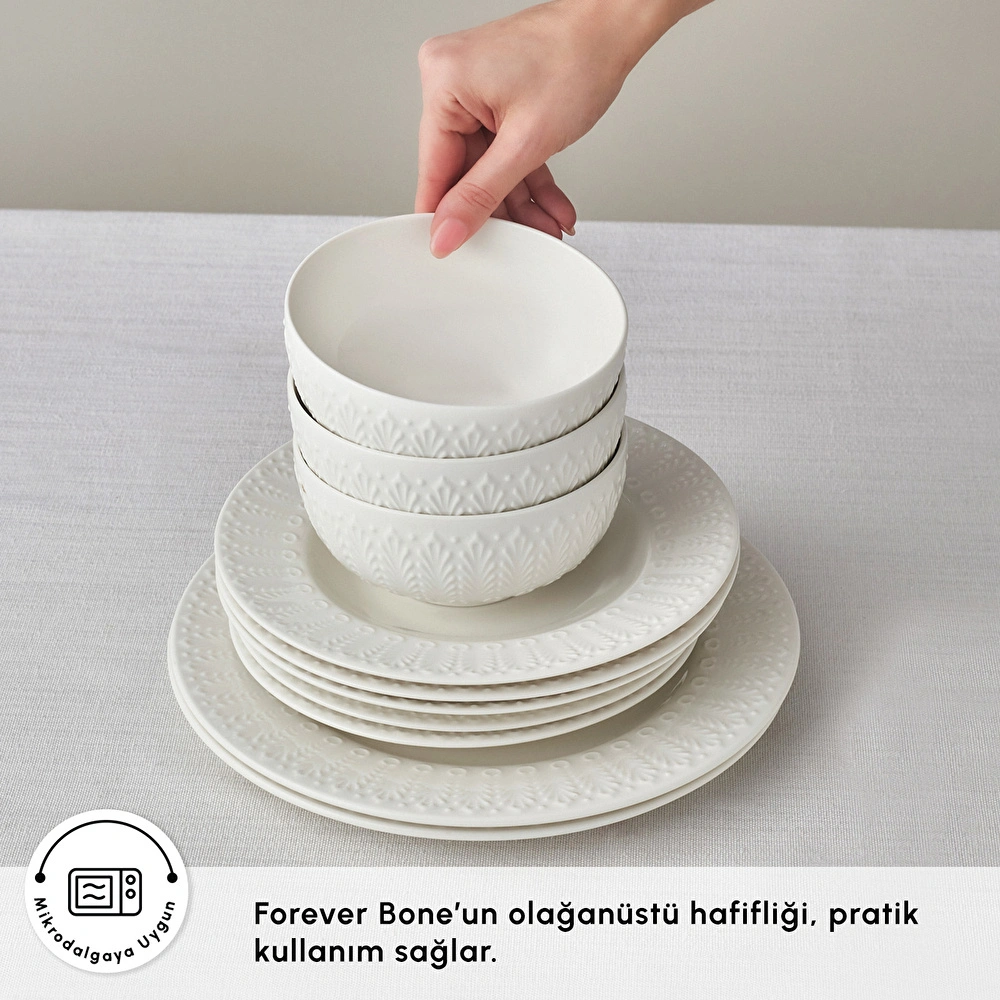 Karaca Forever Bone Luma 24 Parça 6 Kişilik Yemek Takımı görseli 7
