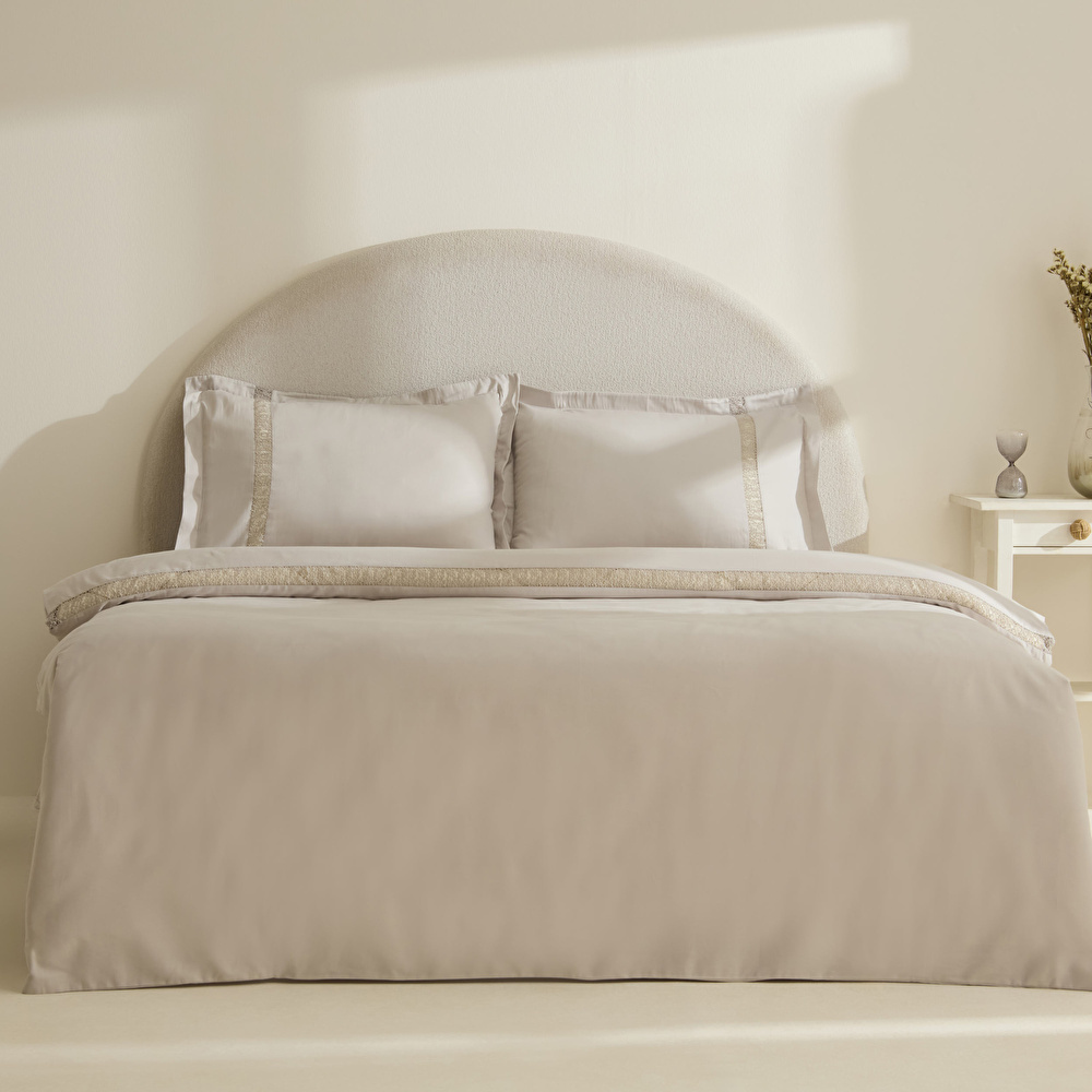 Karaca Home Lumi %100 Pamuk Saten Çift Kişilik Saten Nevresim Takımı Taş görseli 1