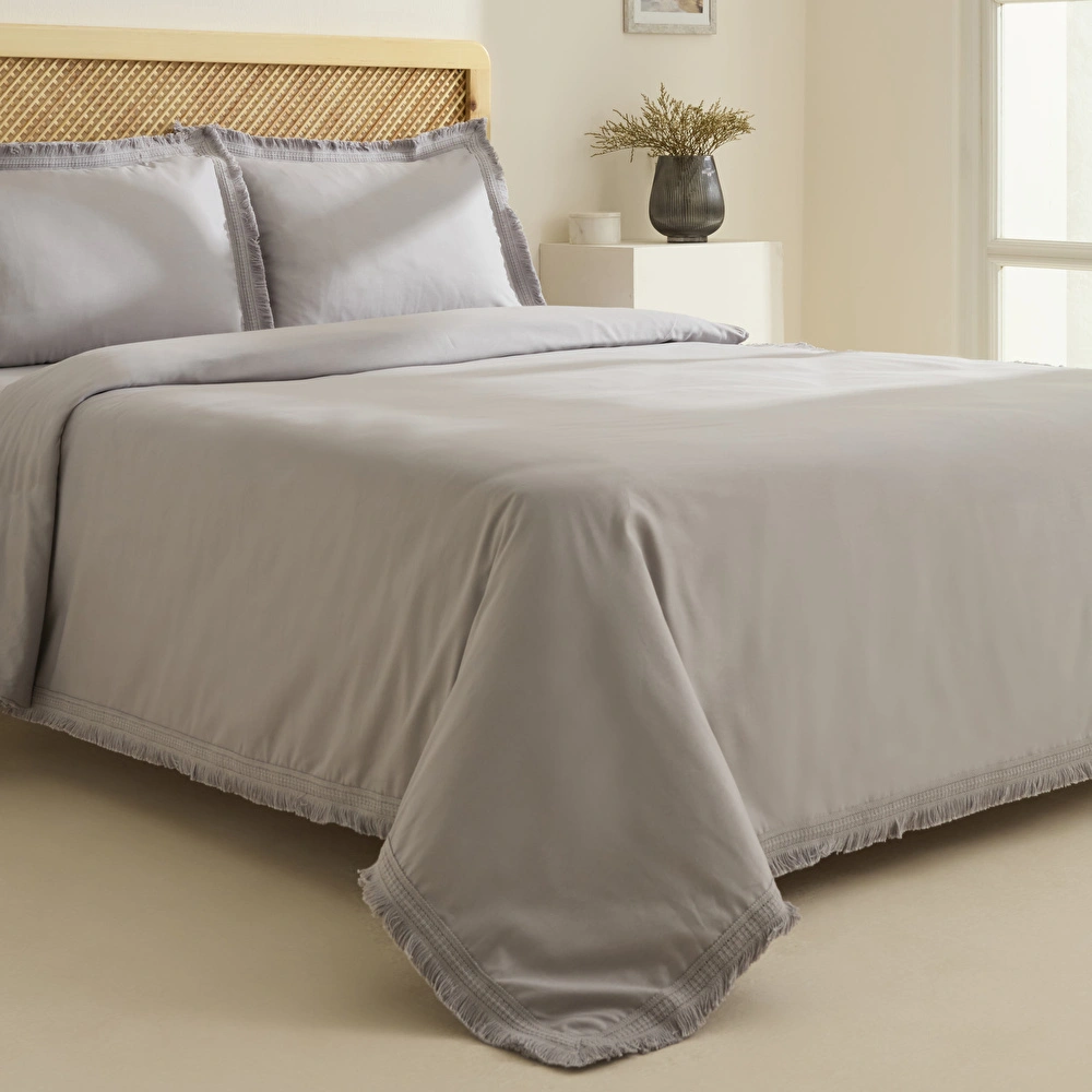 Karaca Home Helios %100 Pamuk Çift Kişilik Nevresim Takımı Gri görseli 2