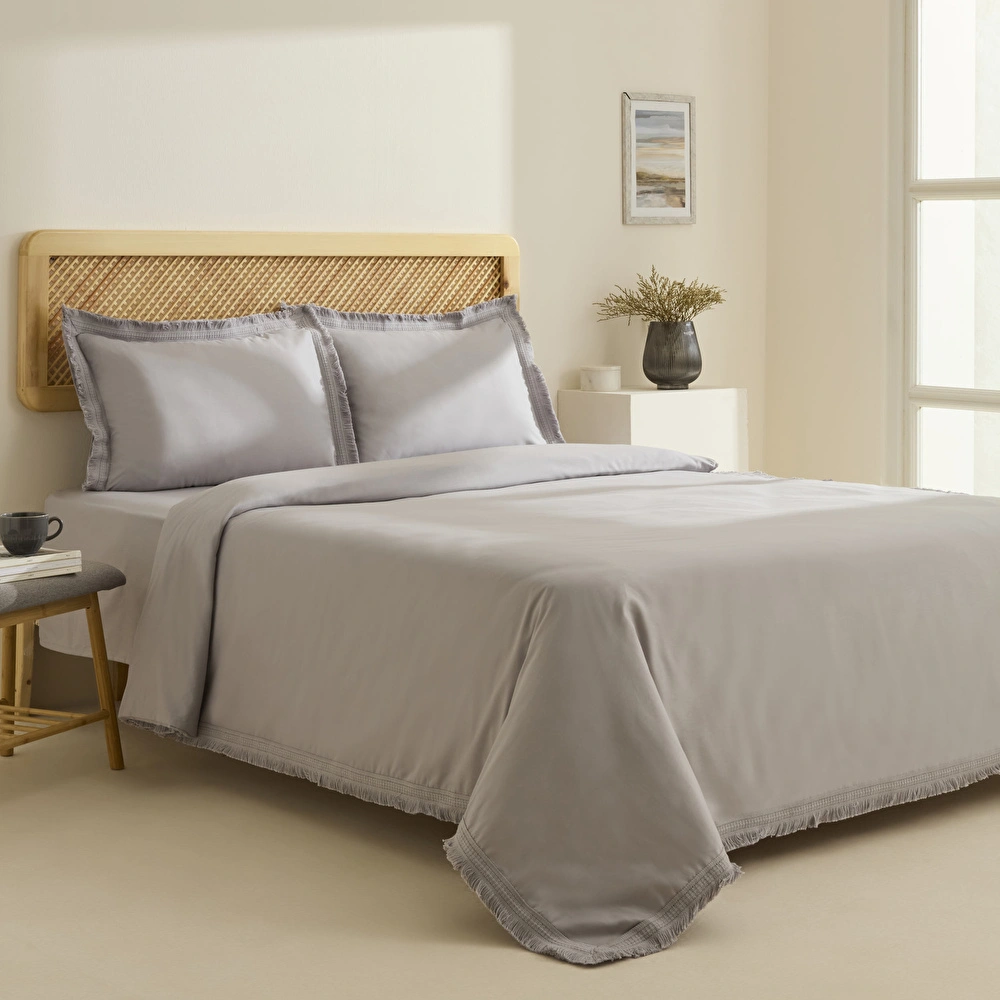 Karaca Home Helios %100 Pamuk Çift Kişilik Nevresim Takımı Gri görseli 8