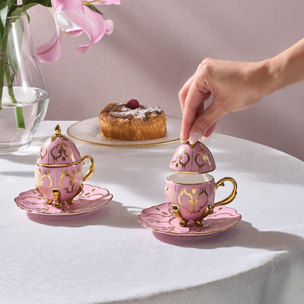 Karaca Faberge Egg 2 Kişilik Kahve Fincanı Pembe 90 ml thumbnail 2