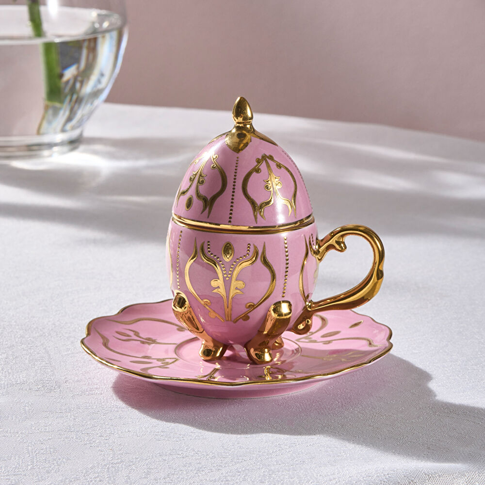 Karaca Faberge Egg 2 Kişilik Kahve Fincanı Pembe 90 ml thumbnail 3