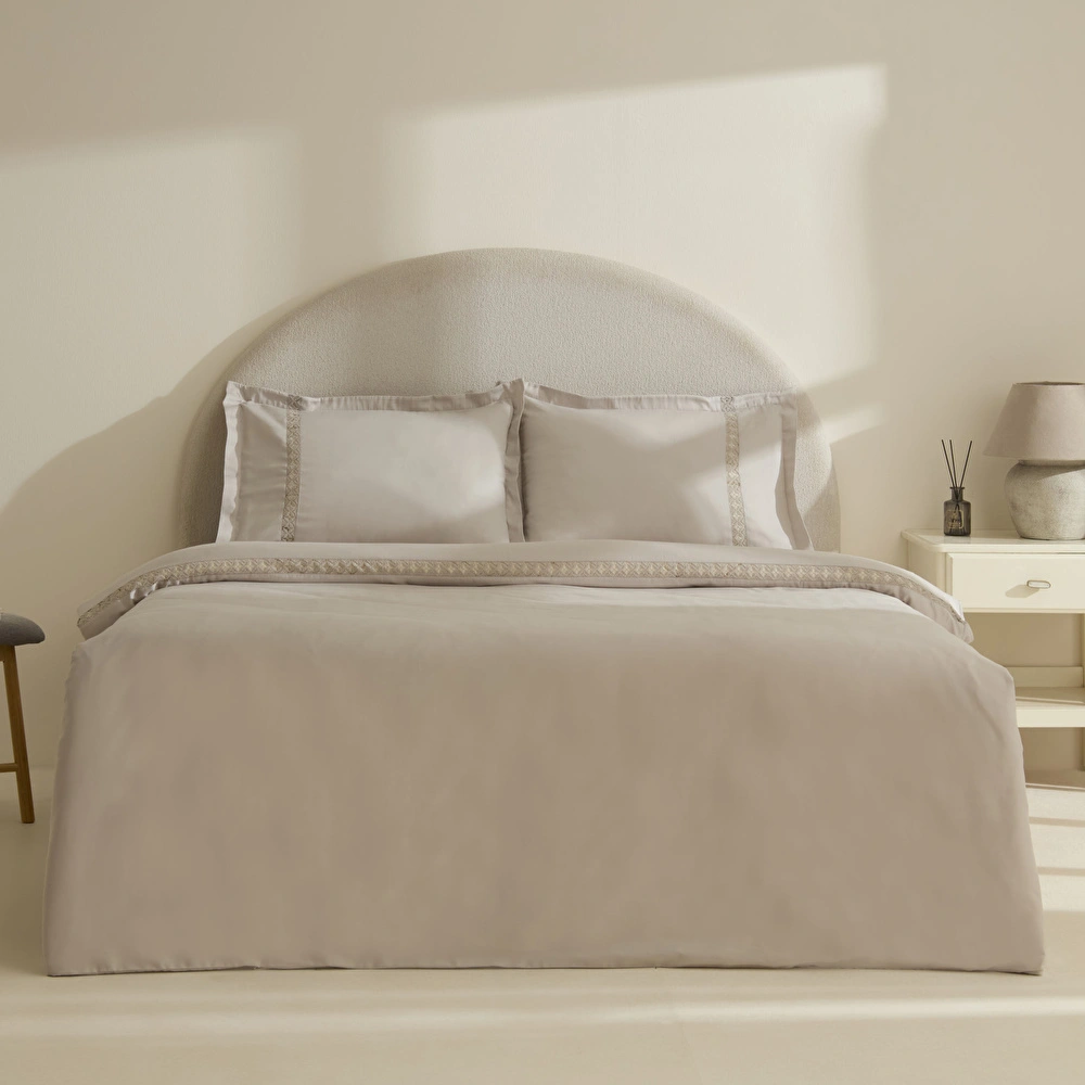 Karaca Home Miel %100 Pamuk Saten Çift Kişilik Saten Nevresim Takımı Taş görseli 1