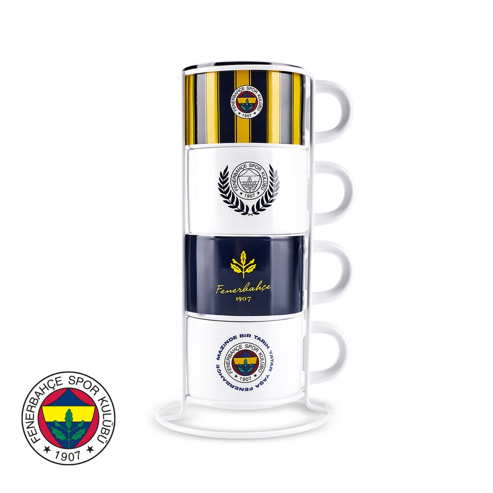 Karaca x Fenerbahçe Lisanslı 4 Kişilik Standlı Çay Fincan Takımı 180 ml görseli 1
