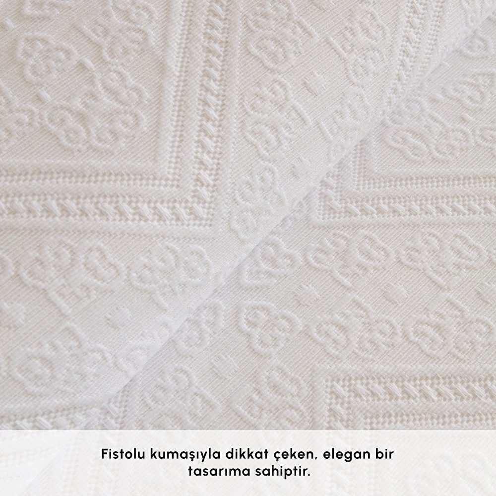 Karaca Home Adelia Fistolu Çift Kişilik Yatak Örtüsü Takımı Beyaz görseli 2