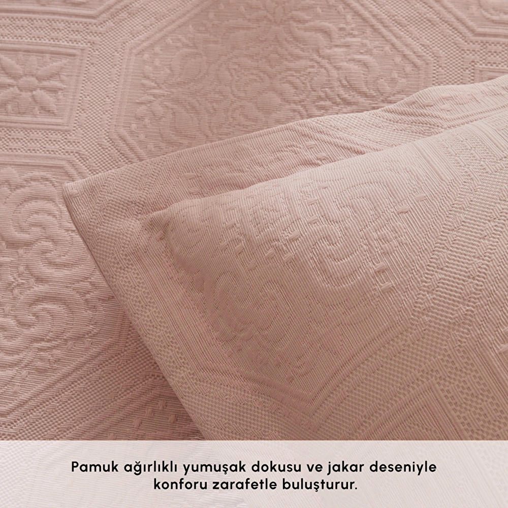 Karaca Home Oriana Çift Kişilik Yatak Örtüsü Takımı Pudra görseli 5
