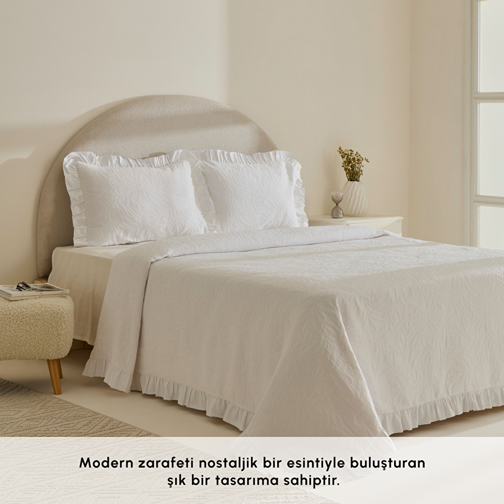 Karaca Home Branley Fırfırlı Tek Kişilik Yatak Örtüsü Takımı Beyaz görseli 4