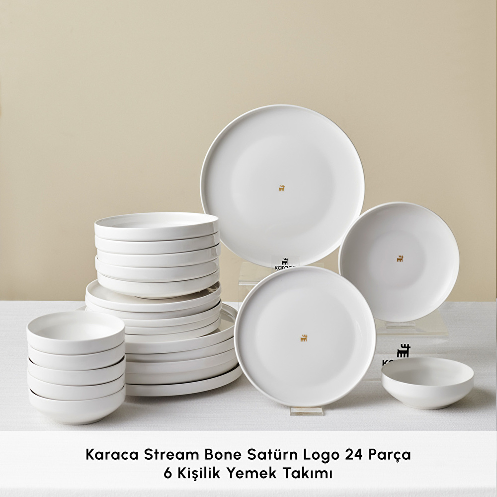 Karaca Stream Bone Saturn Logo 24 Parça 6 Kişilik Yemek Takımı görseli 3