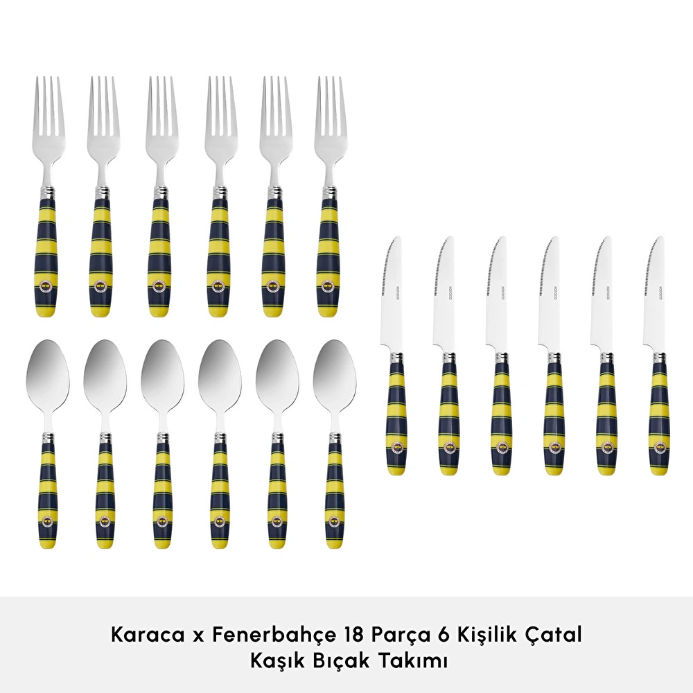Karaca x Fenerbahçe Lisanslı 18 Parça 6 Kişilik Çatal Kaşık Bıçak Takımı görseli 3