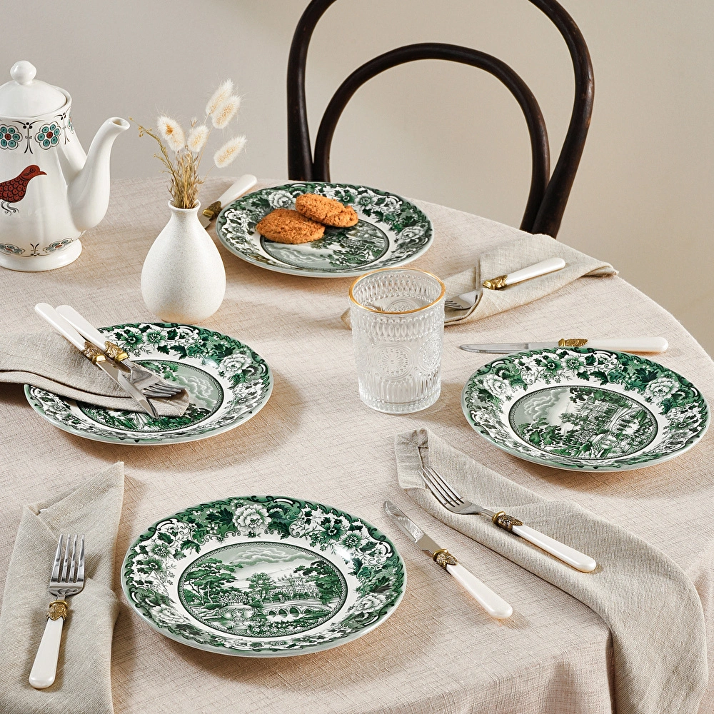 Karaca Old Town 4 Parça Pasta Takımı Yeşil 21 cm görseli 3