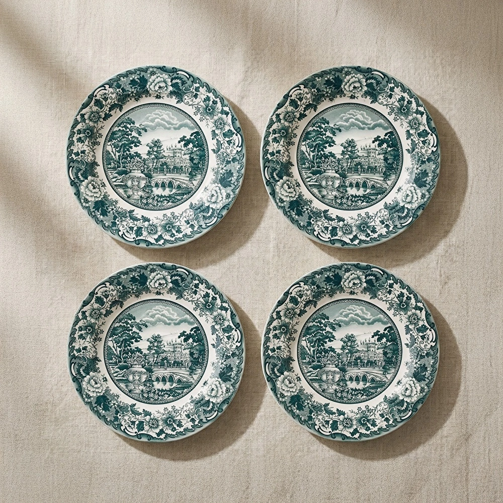 Karaca Old Town 4 Parça Pasta Takımı Yeşil 21 cm görseli 1